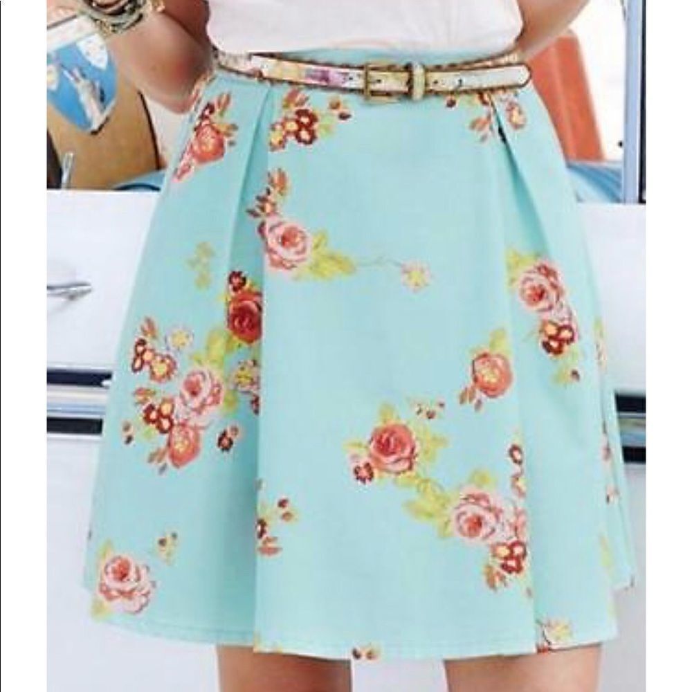 Matilda Jane Natural Beauty Rose Floral Print A-line Full Skirt